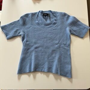 Theory 100% Wool Blue Short Sleeve Sweater* Shrunken but is cute crop top
